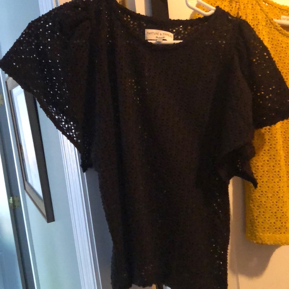 Madewell black eyelet top